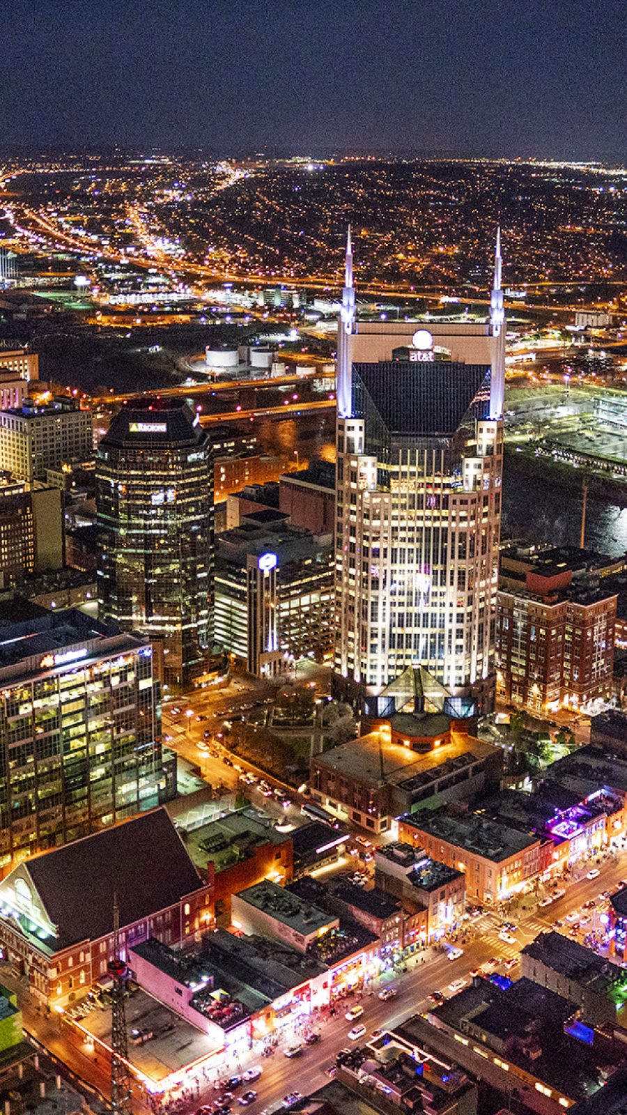 Aerial photo of Downtown Nashville including the Titans Football Stadium. (Photo by Joe Howell)